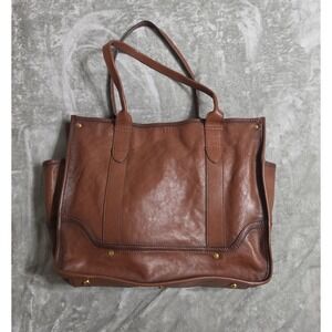 FRYE Vintage Madison Campus Shop Large Weekend Tote Bag Brown  Leather Old Money